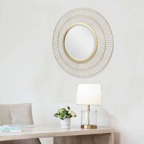 23.8" x 23.8" Two Loop Radial Wire Beveled Mirror Metallic Gold - Picture 6 of 6