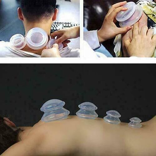 5 Cups Set Transparent Medical Silicone Vacuum Cupping Massage Jar Suction w/Box - Picture 3 of 10
