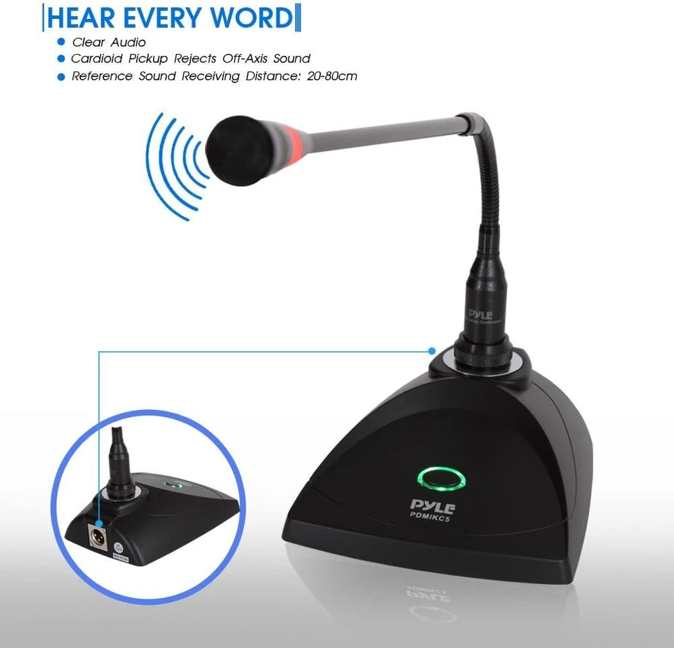 Desktop Gooseneck Wired Microphone System - Table Mounted Corded Voice Condenser - Image 2 of 4