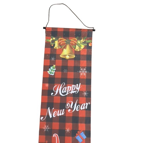 Christmas Door Porch Hanging Flag Decor Santa Happy New Year - Bild 2 von 4