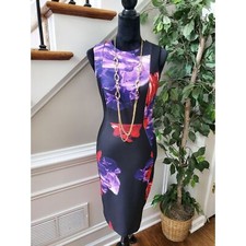 Calvin Klein Women's Black Polyester Round Neck Sleeveless Knee Length Dress 2