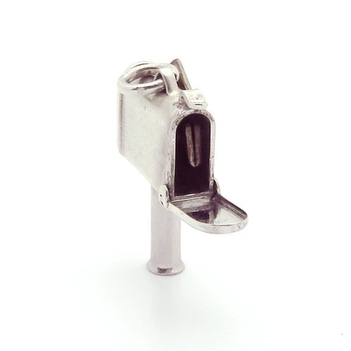 Charm vintage in argento sterling Carl-Art 3D per cassetta postale mobile APRE! - Foto 2 di 10