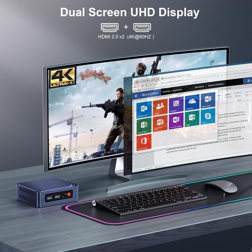 Mini PC, Mini S12 Pro Intel 12th N100Up to 3.4GHz, 16GB 500GB M.2 SSD, Mini D... - Picture 7 of 10