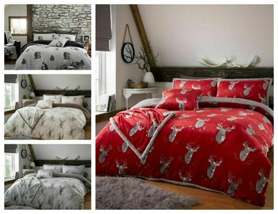 Teddy Murray Stag Duvet Cover Set Soft Stag Teddy Fleece Duvet Set