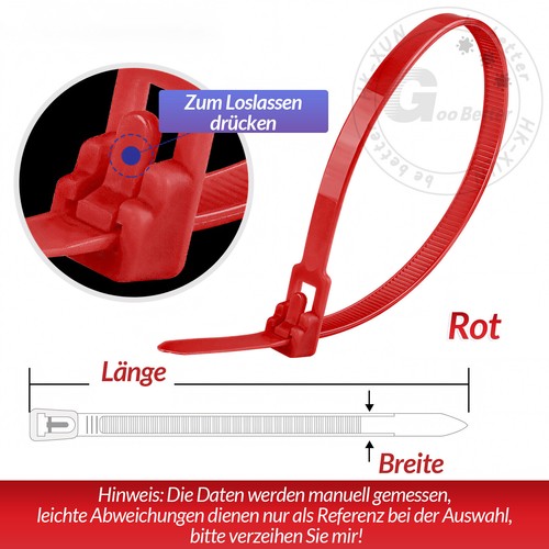 Mehrfarbig KABELBINDER lösbar wiederverwendbar wiederverschließbar ab 50 Stück - Picture 17 of 24