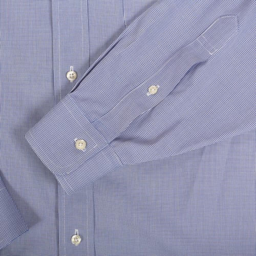 Jos. Camicia uomo con bottoni A Bank viaggiatore 15,5 35 manica lunga blu geometrica - Foto 5 di 9