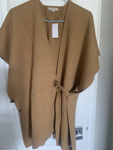Ann Taylor Loft Womans Tie Wrap Tan Vest Small Sleeveless Front Buckle - Picture 5 of 14