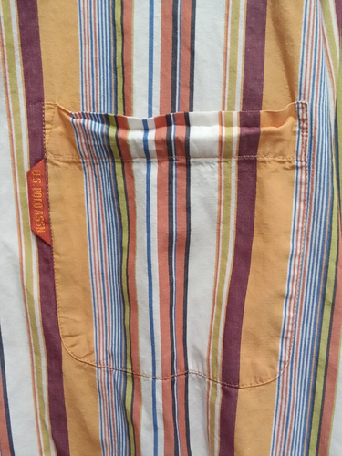U.S. Polo Assn. Mens Orange/ Blue Stripe Button Up Shirt (Size L) 100% cotton - Picture 15 of 16