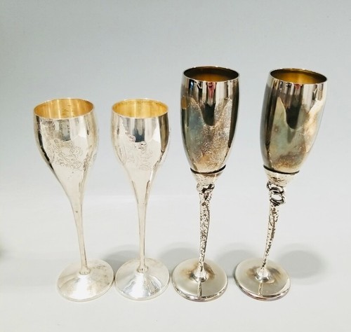 Silver Plate, Artdeco Candlestick Holder,& 4 Champagne Glasses Int Silver Co. - Picture 2 of 5
