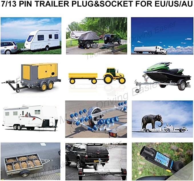 HISports Trailer Plug 13 Pin with Parking Cover 12 V Waterproof Trailer  Plug 13 Pin 13 Pin Trailer Plug 13 Pin Connector for Trailers Lorry RV Cars