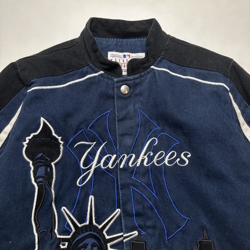 GIACCA DA BASEBALL GIOVANE VINTAGE Y2K NEW YORK YANKEES STAMPA ALL OVER RICAMO L - Foto 11 di 23