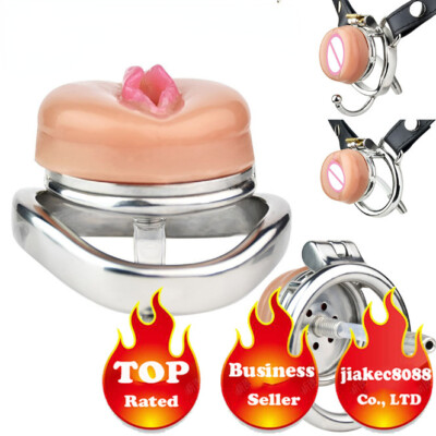 Latest Stainless Steel Male Chastity Device Inverted Cage with Tube Lock Ring