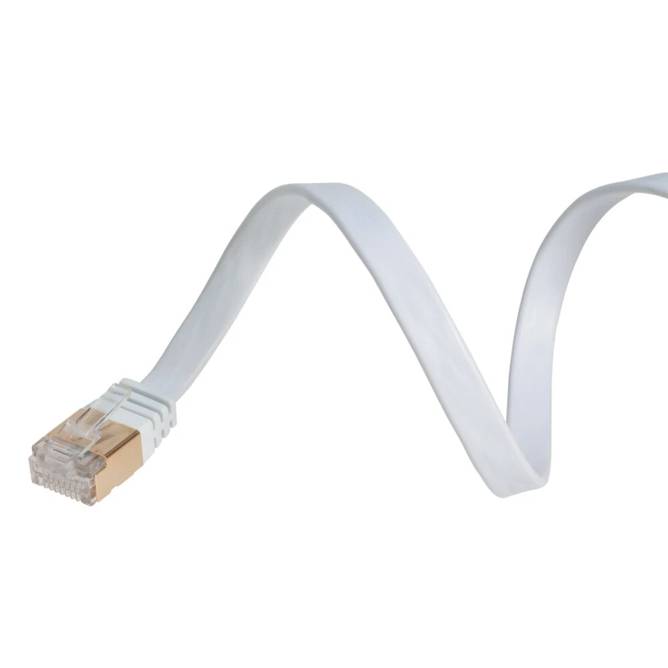 100FT CAT7 CAT 7 Flat Cable Shielded U/FTP LAN RJ45 Internet Router Patch White - Image 3 of 4