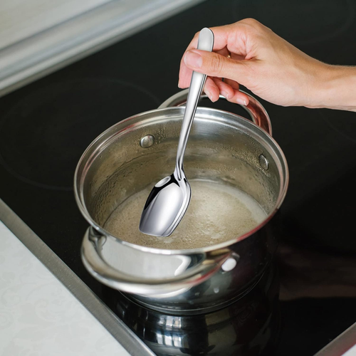 4 Pack Large Serving Spoons Flat Bottom Cooking Slotted Spoon Stainless Steel fo - Picture 4 of 12