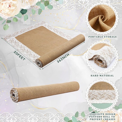 36 Inch x 20Ft Natural Burlap Wedding Runner Aisle Rustic Burlap Decorations - Picture 6 of 6