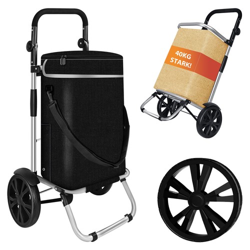 2in1 Einkaufstrolley Einkaufsroller Einkaufswagen klappbar Tragetasche Kühlfach· - Bild 2 von 16