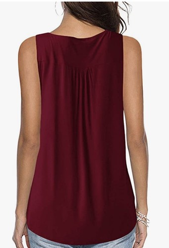 Women S = Junior L Sexy White Button Round Neck Ruffle Comfy Tank Top Shirt - Picture 9 of 10