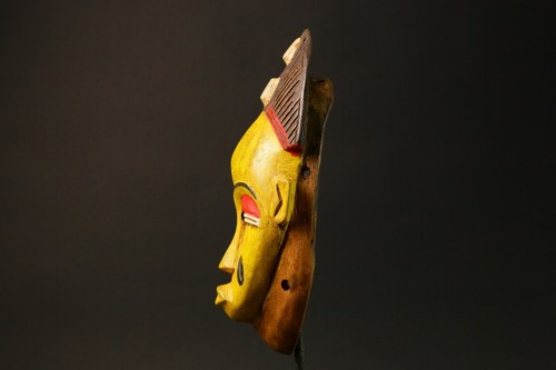 Máscara Baule africana vintage tallada a mano madera pintada arte ritual tribal raro-G2981 - Imagen 8 de 24