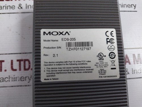 MOXA EDS-205 5-Port Entry Level Unmanaged Ethernet Switch 1201002052022 - Picture 3 of 7