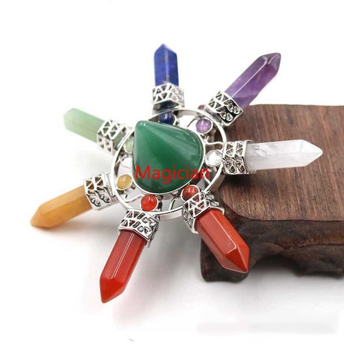 Generador de energía piramidal de punto de cristal curativo 7 piedras de chakra piedra preciosa Reiki - Imagen 6 de 19