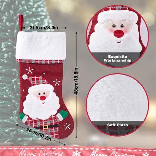 Medias clásicas grandes de Navidad de 18,8" - Papá Noel, muñeco de nieve y reno decoración navideña - Imagen 3 de 13