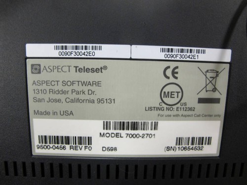 Aspect TeleSet 3 Call Centre IP Turret Phone 7000-2701 DS9B - Picture 2 of 2