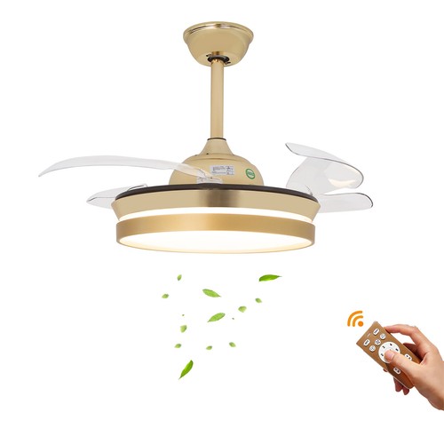36" Modern Ceiling Fan Light w/LED Bluetooth Music Player Retractable Blades NEW - Picture 4 of 18