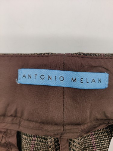 Antonio Melani hellbraun lila Hahnentritt kariert weites Bein mittelhoher Bund Hose Gr. 8 - Bild 4 von 13