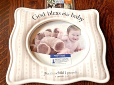 God bless this Baby Photo Frame Ceramic Lighthouse Christian Products 5x6 Size