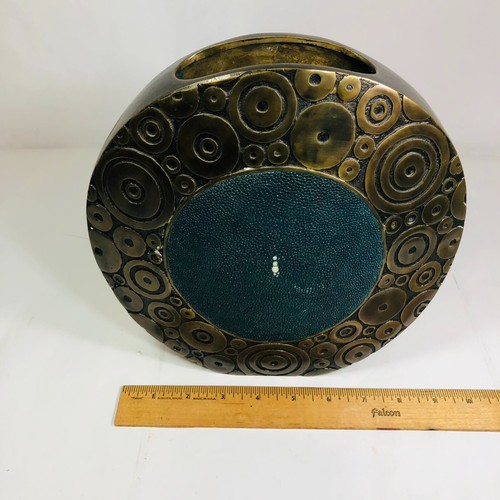 Jarrón vintage MCM R & Y Augousti bronce y Shagreen - Imagen 13 de 14