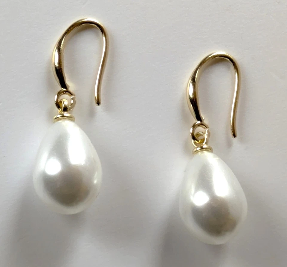 1 Paar Ohrhänger Perlenohrhänger Ohrringe Gold Perle Tropfen Brisur Handmade NEU - Bild 2 von 4