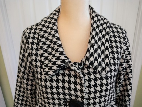 Lapis Houndstooth Blazer Jacket Women's Fully Lined XS Black White Pockets - Picture 2 of 10