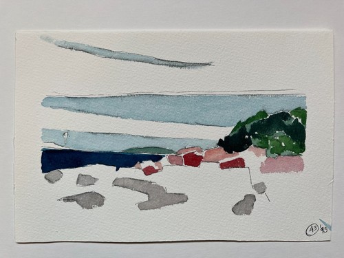 Set of 3 Watercolor and Ink Seascape Paintings by Robert Herrmann - Picture 3 of 4