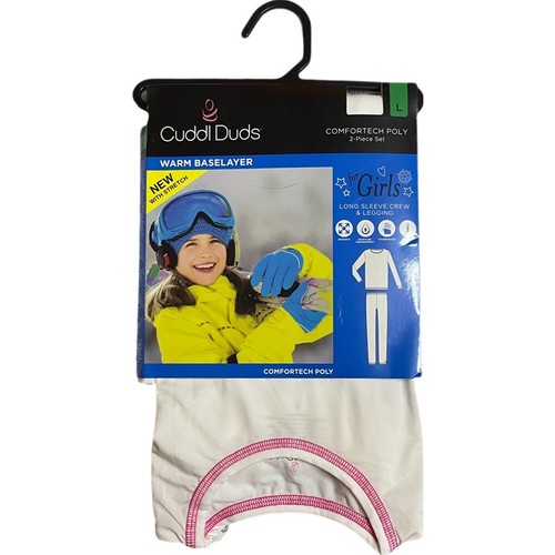 CUDDLE DUDS GIRLS COMFORT POLY CREW TOP BOTTOMS LONG JOHNS PAJAMAS 2 PIECE SETS - Picture 3 of 6