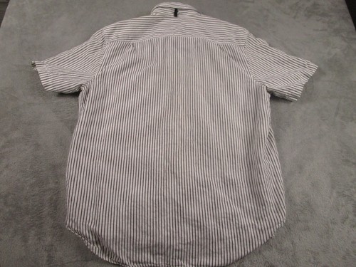 Rag and Bone Shirt Mens XL Gray Striped Button Up Linen Blend Short Sleeve - Picture 6 of 8