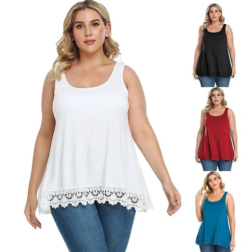 Women Swing Lace Flowy Camisole with Built in Bra Tank Tops Plus Size Loose Cami - Picture 3 of 20