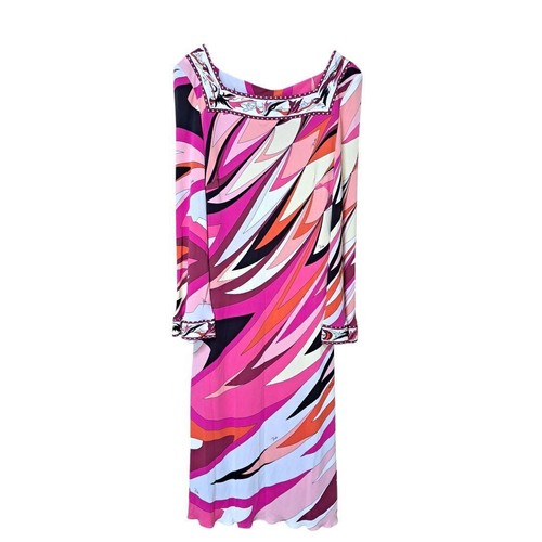 EMILIO PUCCI Kleid Pucci Muster rosa ausgestellte Ärmel Viskose Gr. 38 - Bild 20 von 20