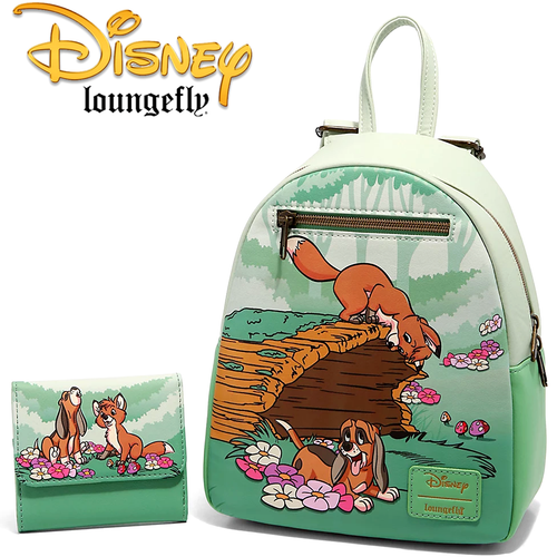 🔥Loungefly Disney Der Fuchs und der Hund Wald Spaß Mini Rucksack & Geldbörse NEU