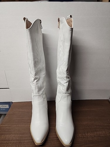 SZ 6.5 DREAM PAIRS Women Knee High Boots Zip Up Western Cowboy Boots - Picture 6 of 19