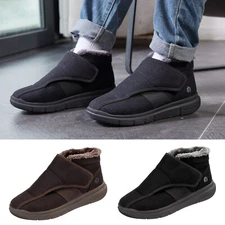 FitVille Men's Diabetic Shoes Extra Wide Warm Slip-on Diabetic Winter Boots 8-15