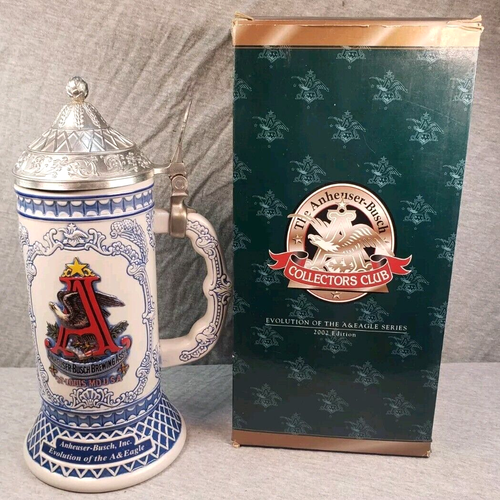 2002 Anheuser Busch Evolution A & Eagle Deckel Bierstein mit Box & COA Ceramarte