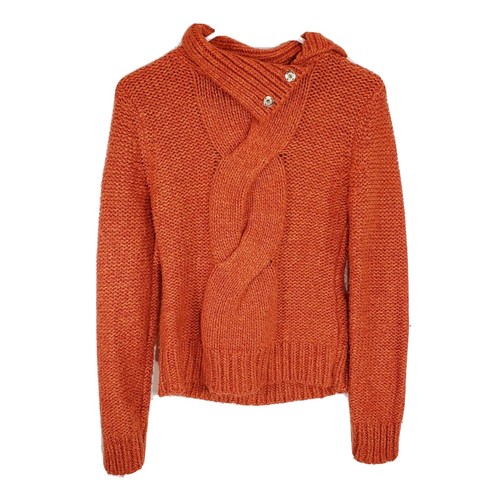 Forever 21 XXI Twenty One Vintage Look Cable Knit Sweater Medium M Orange - Picture 2 of 6