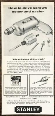 #ad #ad 1956 Stanley Electric Tools New Britain CT Print Ad H41 Power Drill $16.60