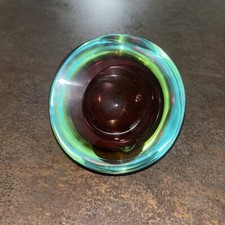 Vintage Murano Sommerso Glas Aschenbecher Cranberry Prim&auml;r MCM Atomic - Italien