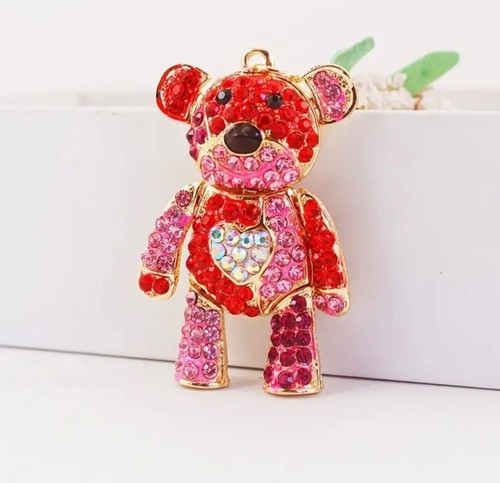Adorabile Portachiavi Zaino Portachiavi Orso Snodato Strass Oro - Foto 2 di 6