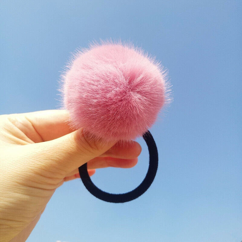 Plush Hair Rope Elastic Hair Rubber Bands Candy Color Imitation Rabbit Fur - Image 4 of 4