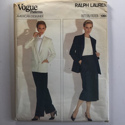 Vogue 1064 Ralph Lauren Smoking Suit Jacket Trousers Ladies
