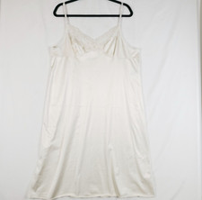 Vtg Vasserette Full Slip Womens 42 Underneath It All Ivory Lace Trim Rip On Back