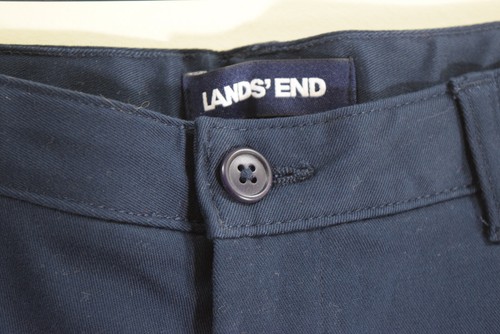 Lands End GIRLS 12 Chino Khaki Pants Pockets Blue Cotton Casual School 26x26 - Picture 2 of 14