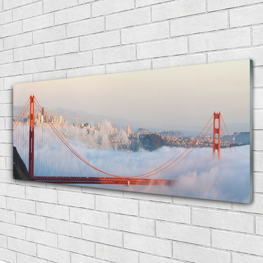 Tableau New York en verre acrylique 125x50 cm vue architecture ponts